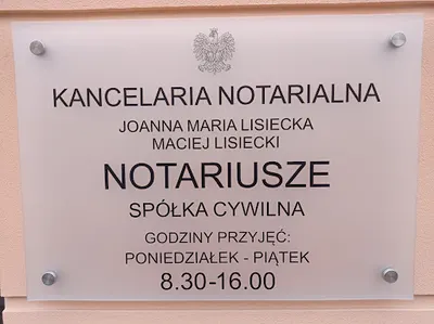 Kancelaria Notarialna Notariusz Joanna Maria Lisiecka Notariusz Maciej Lisiecki spółka cywilna